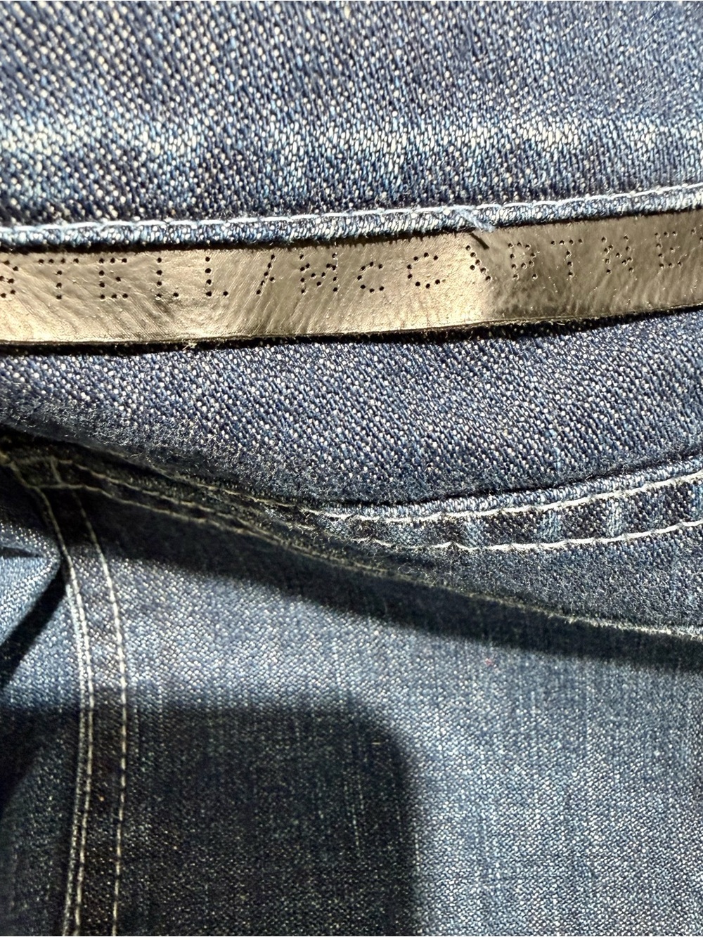 STELLA McCartney Dark Blue Denim Jeans with Pink Ribbon Accent, Size 28 - Picture 11 of 14